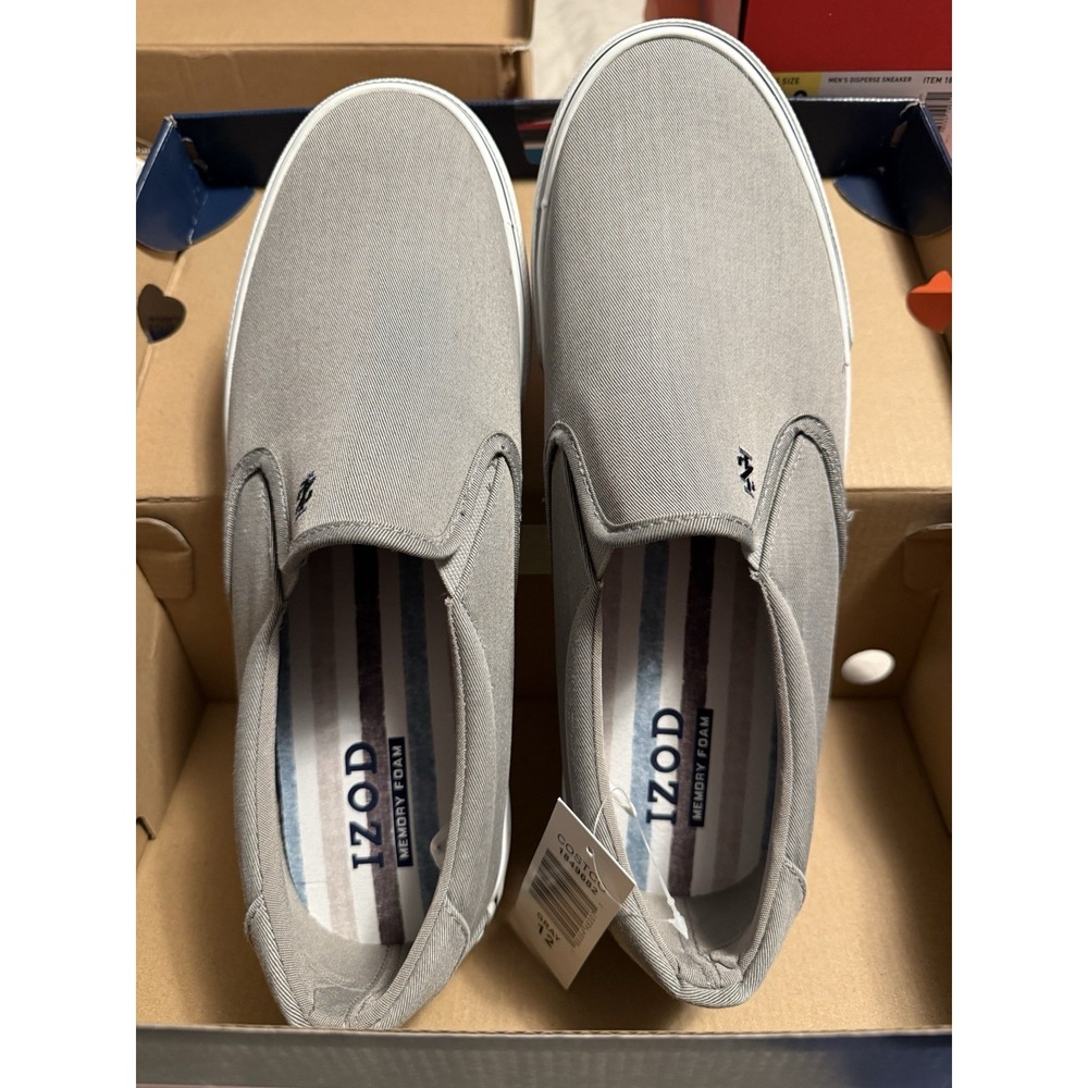 Izod Men's Sunapee Grey‎ Canvas Slip On Shoes Size 12